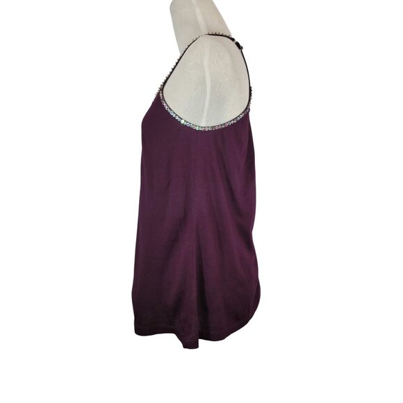 VTG Sequin-Trimmed Purple Express Camisole Top Size S Small Adjustable Straps - Picture 8 of 10